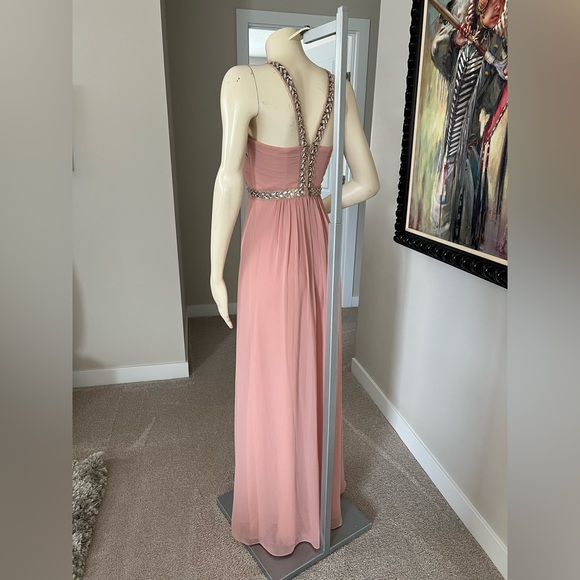 BCBGMAXAZRIA “Celestine” Beaded Halter Gown – Misty Rose – Size 0 - Picture 9 of 15